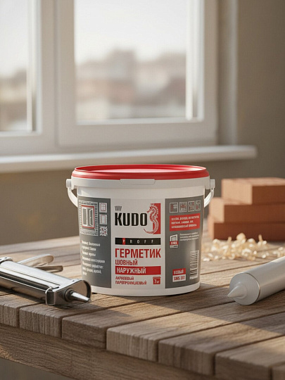 Герметик акриловый, шовный, KUDO, Proff, SMS-351, 7000 г, паропроницаемый, наружный, белый