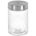 Банка для сыпучих продуктов, стекло, 1 л, 11х17 см, с крышкой, Ромбы, Y4-5054