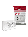Розетка открытой установки 2 гнезда, без заземления, 16 А, пластик, белая, Союз, Электра, 0024
