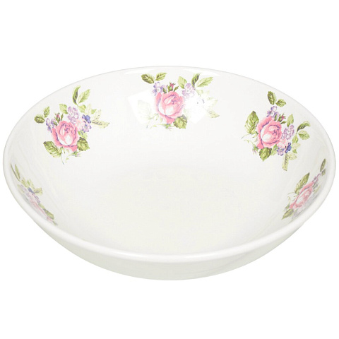 Тарелка суповая керамическая, 330 мл, 205 мм, Соната Кантри розовые цветы 062/8 Кубаньфарфор