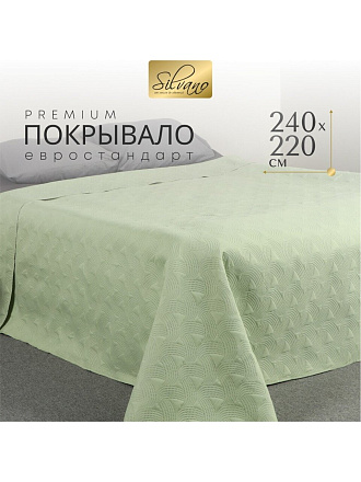 Покрывало евро, 240х220 см, 100% полиэстер, стеганое, Silvano, Ультрасоник Геометрия, зеленое