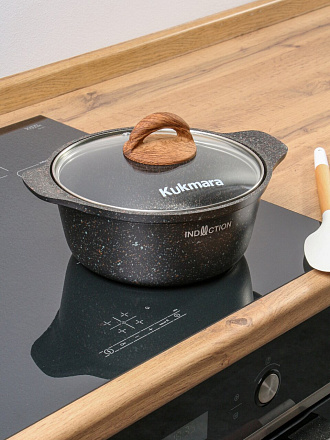 Кастрюля алюминий, антипригарное покрытие, 2 л, крышка стекло, Kukmara, Granit Ultra Induction original, кгои23а, индукция