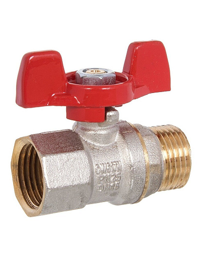 Кран для воды, 1/2'', г-ш, латунь, ручка-бабочка, PN25, РосТурПласт