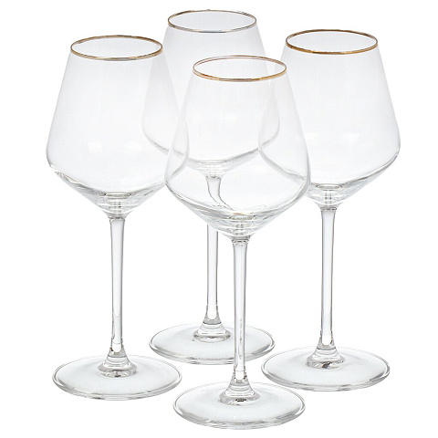 Бокал для вина, 350 мл, стекло, 4 шт, Cristal D'Arques, Ultime Bord Or, P7630