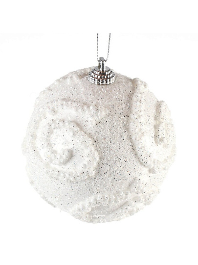 Набор шаров Зимние узоры, 3 шт, белый, 8 см, Y4-8449