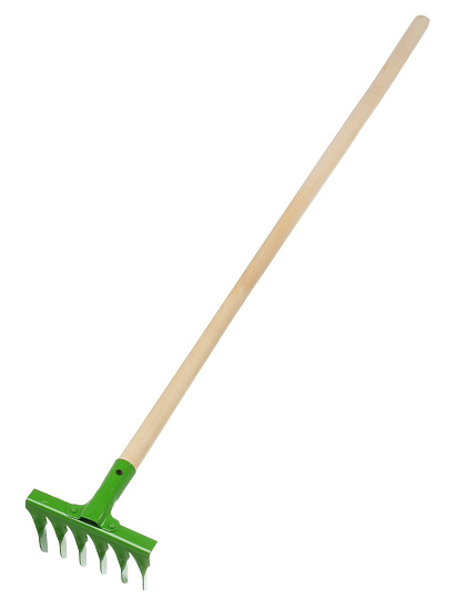 Грабли витые, 6 зуб, сталь, HouseLoft, клепанная тулейка, садовые, черенок деревянный, ГВ6КЛ02