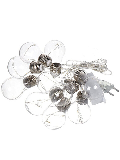 Гирлянда 50 ламп, 5 м, 1 режим, Лампочки, теплый белый свет, прозрачная, в помещении, сетевая, LED, Y4-7533