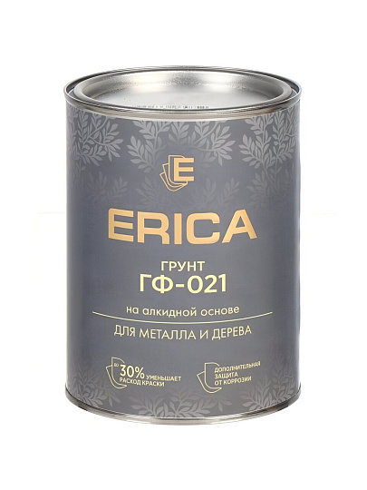 Грунтовка алкидная, Erica, ГФ-21, для внутренних и наружных работ, белая, 0.8 кг