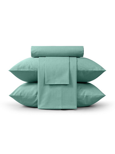 Постельное белье евро, с европростыней, простыня 220х240 см, 2 наволочки 70х70 см, пододеяльник 200х220 см, Verossa, сатин, Emerald