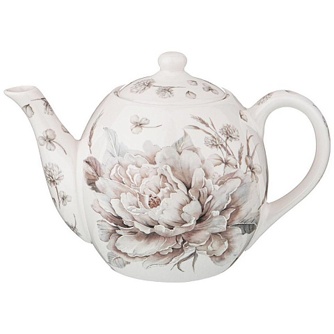 Чайник заварочный фарфор, 1 л, Lefard, Белый цветок, 86-2431, серый