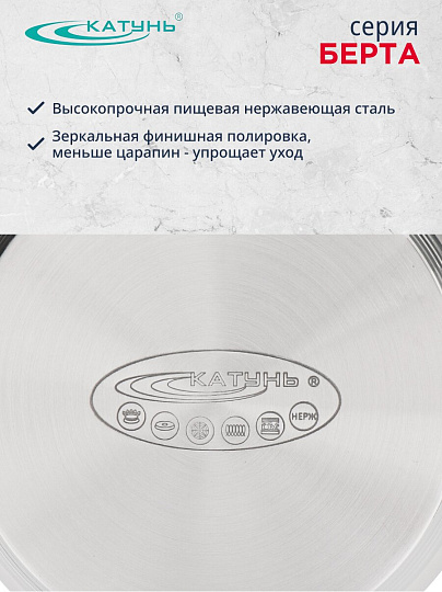 Набор посуды нержавеющая сталь, 6 предметов, кастрюли 2,3 л, ковш 1.5 л, индукция, Катунь, Берта, КТ15-В