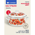 Кастрюля эмалированная сталь, 2 л, крышка сталь, сферический, Daniks, Маковый цвет, 61904-102/6-У