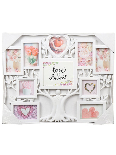 Фоторамка-коллаж на 10 фото, 52х65 см, пластик, Дерево