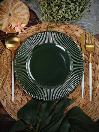 Тарелка десертная, керамика, 22 см, круглая, Emerald Green, Domenik, TDP472/DMD033