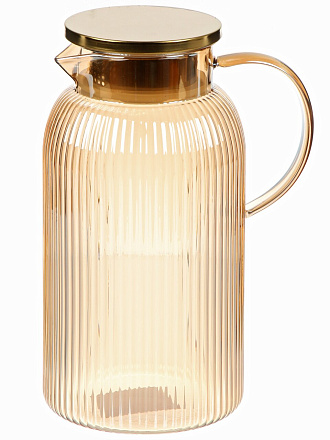 Кувшин боросиликатное стекло, 1.9 л, с крышкой, Грани, Y4-11034, медовый, крышка-фильтр
