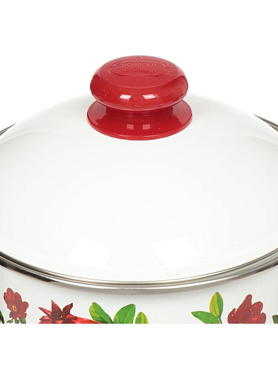 Кастрюля эмалированная сталь, 3 л, крышка сталь, цилиндрическая, Сибирские товары, Гранатовый сок, 1MD181M, индукция