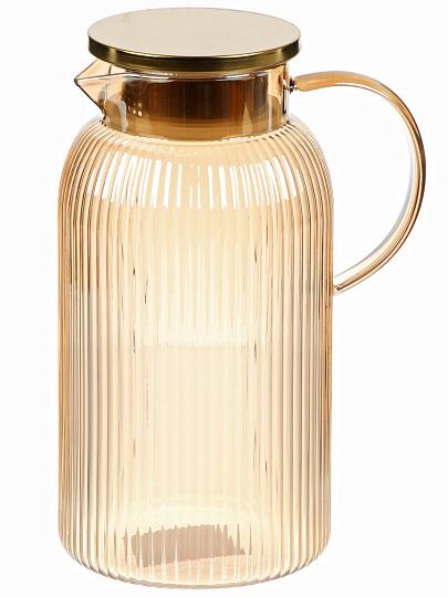 Кувшин боросиликатное стекло, 1.9 л, медов, Грани, крыш-фильтр, Y4-11034