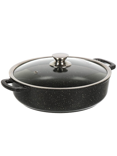 Жаровня алюминий, 26 см, 3 л, антипригарное покрытие, Горница, Гранит, ж2611аг, с крышкой