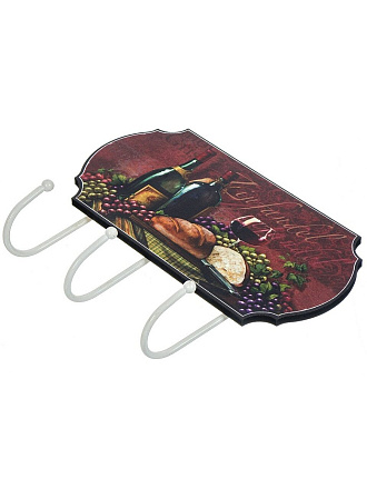 Ключница 22х18 см, МДФ, 3 крючка, на декоративном панно, T2020-2557