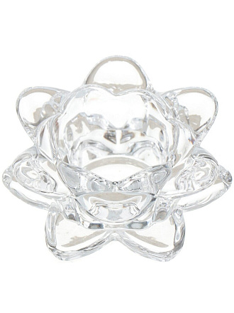 Подсвечник декоративный стекло, 1 свеча, 4х8 см, Лотос