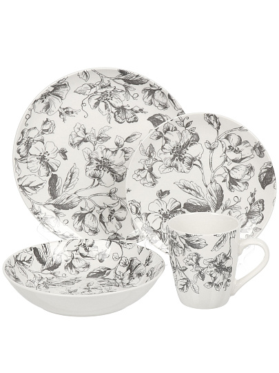 Сервиз столовый фарфор, 16 предметов, на 4 персоны, Sirocco, Botanica, STB001