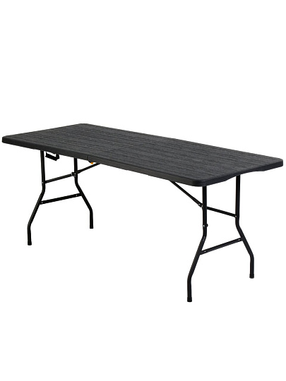 Стол садовый сталь, 180х70х74 см, прямоугольный, пластиковая столешница, черный, C010219