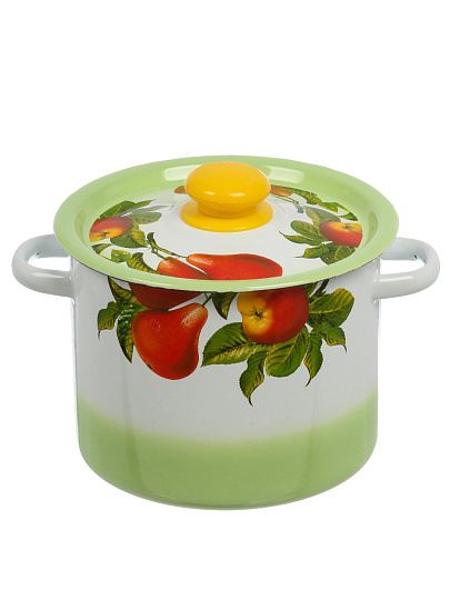 Кастрюля эмалированная сталь, 3.5 л, сталь с деколью, пластиковая кнопка, цилиндрическая, Сибирские товары, С1612.139