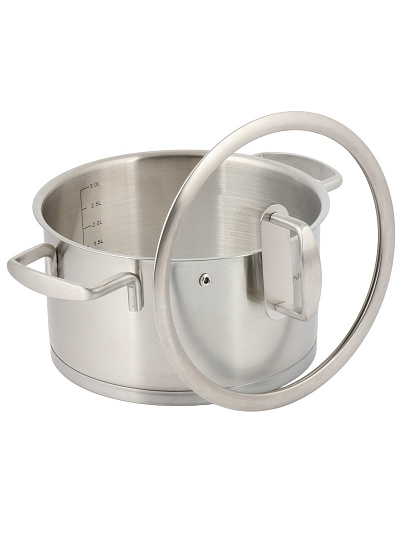 Кастрюля нерж, 3.6 л, с крыш, крыш стекло, Daniks, Тахо, индукц, SD-064-20