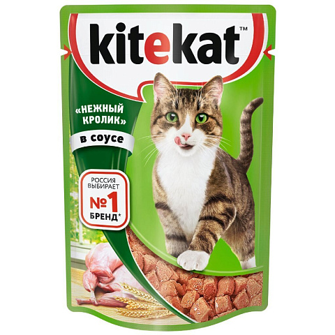 Корм для животных Kitekat, 85 г, для кошек, кролик в соусе, пауч, G7431