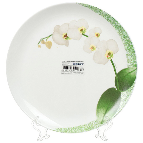 Тарелка обеденная, стекло, 27 см, круглая, White Orchid, Luminarc, H4132/N5028/J7484