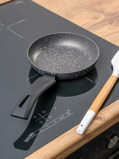 Сковорода алюминий, 16 см, антипригарное покрытие, Hoffmann, черная, индукция, НМ 7906