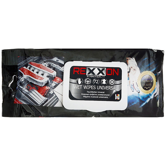 Салфетки влажные автомобильные универсальные, 72 шт, Rexxon, 2-1-2-0-1