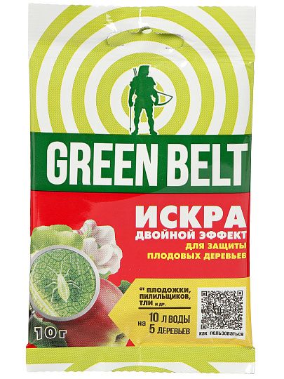 Инсектицид Искра Двойной эффект, для защиты плодовых деревьев, 10 г, пакет, Green Belt