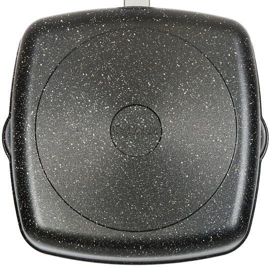 Сковорода-гриль литой алюминий, 26 см, антипригарное покрытие, Горница, Гранит, съемная ручка, квадрат, сг2652аг