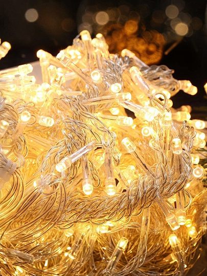 Гирлянда 480 ламп, 3х3 м, 8 режимов, Занавес, теплый белый свет, прозрачная, в помещении, сетевая, LED