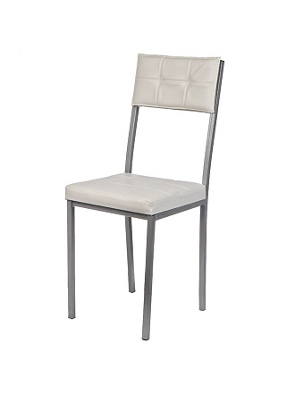 Стул 465х365х920 мм, белый/хром, сиденье квадратное, винилискожа, Модуль, Олимп