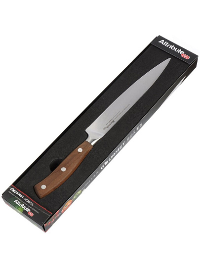 Нож кухонный Attribute, Gourmet, филейный, нержавеющая сталь, 20 см, рукоятка дерево, APK001