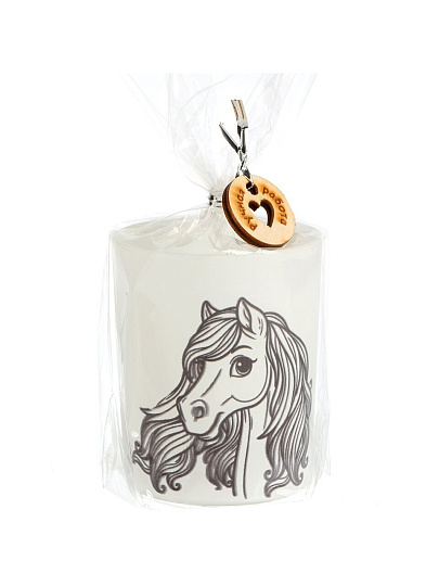 Свеча декоративная, 9.3х7.7 см, Год Лошади-5, парафин, в стеклянном подсвечнике, 35 1609 1021