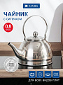 Чайник нержавеющая сталь, 0.8 л, зеркальный, с ситечком, Daniks, индукция, GS-04327