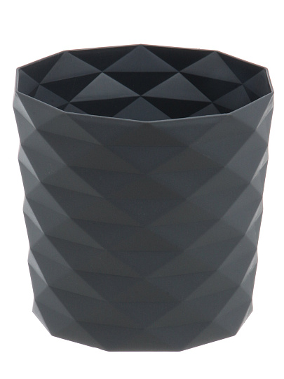 Кашпо пластик, 1.5 л, 14х13 см, серое, La Decoro, Диамант, КШ-3532