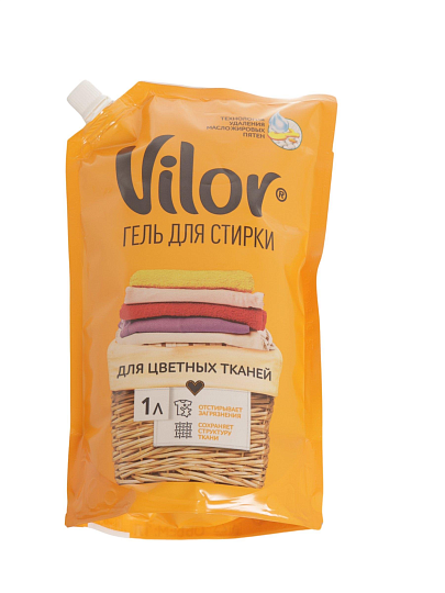 Гель для стирки Vilor, 1 л, для цветных тканей, Color