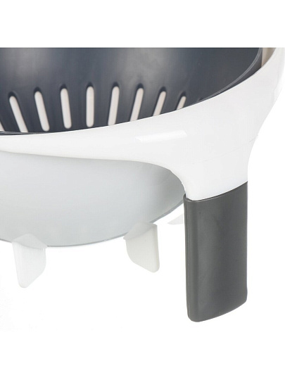 Дуршлаг пластик, 23.5х10 см, с миской, с ручкой, бело-серый, Y4-9117