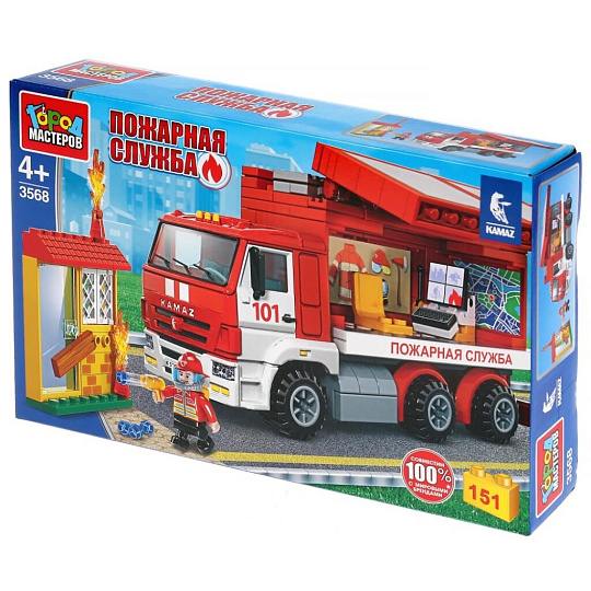 Конструктор Город Мастеров, Камаз мобильный штаб пожарных, 3-5 лет, 151 деталь, 3568-KK