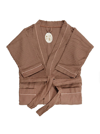 Халат унисекс, вафельный, 100% хлопок, кофейный, S-M, 44-46, Barkas, AI-0106009