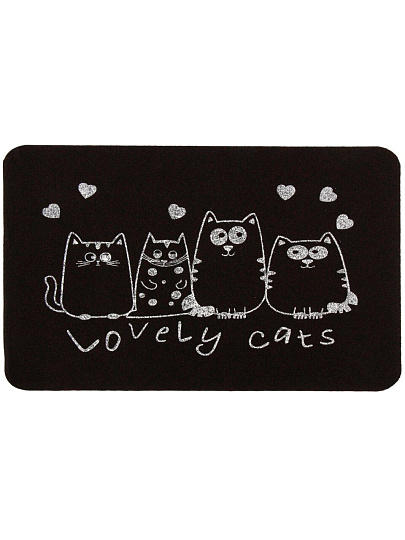 Коврик влаговпитывающий, 50х80 см, прямоугольный, резина, полиэстер, черный, Четыре кота, ComeForte, TCLR/W-1904