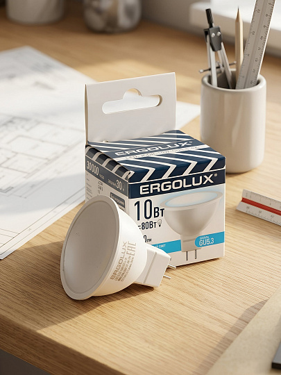 Лампа светодиодная GU5.3, 10 Вт, 240 В, 4000 К, нейтральный белый свет, Ergolux, 15562, JCDR, 15562