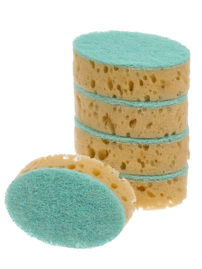 Губка для посуды, 5 шт, поролон, абразивная фибра, 9.5х6.5х3 см, Марья Искусница, бежевая