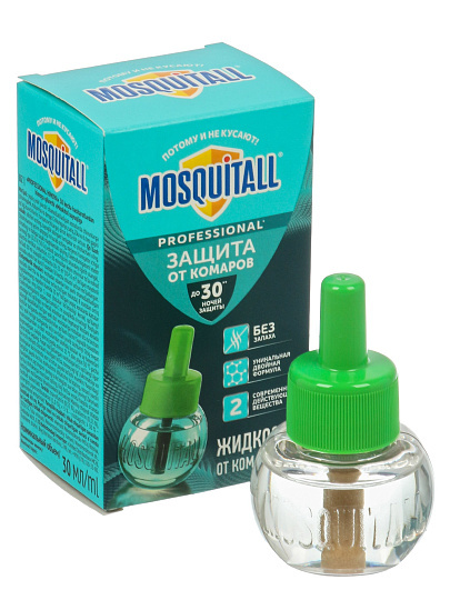 Репеллент от комаров, жидкость для фумигатора, 30 ночей, Mosquitall, Профессиональная защита, 30 мл