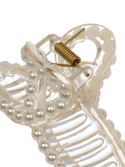 Заколка с жемчугом, 11см, черн и бел, A110108