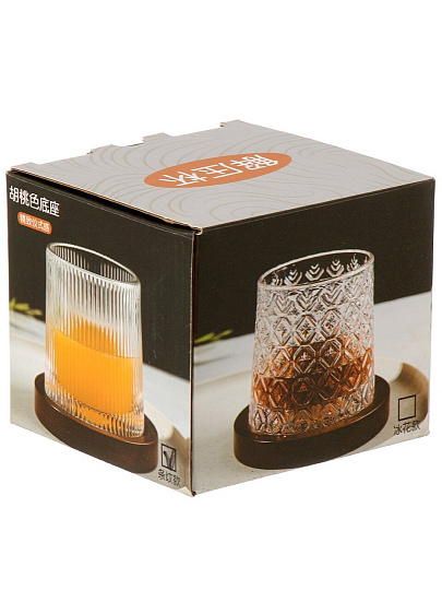 Стакан для виски 370 мл, стекло, Грани, на подставке, Танцующий, в подарочной упаковке, Y4-9703